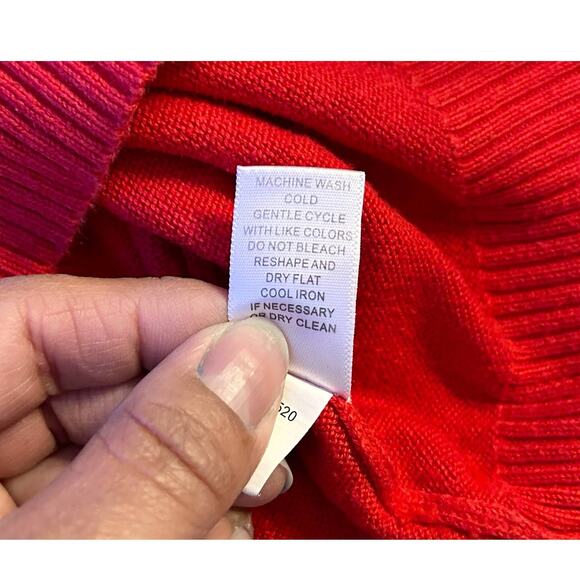 Cable & Gauge Red Ribbed Scoop Neck Sweater Womens Size M - Picture 6 of 9